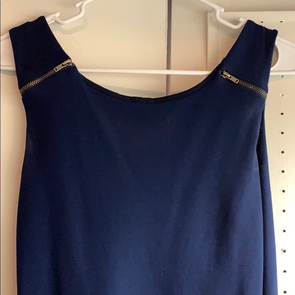 Aqua Navy Zipper Detail Dress Fit and Flare - Picture 2 of 3